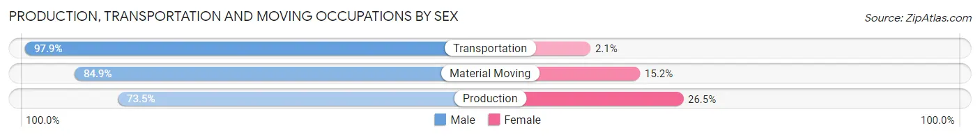 Production, Transportation and Moving Occupations by Sex in Zip Code 02145