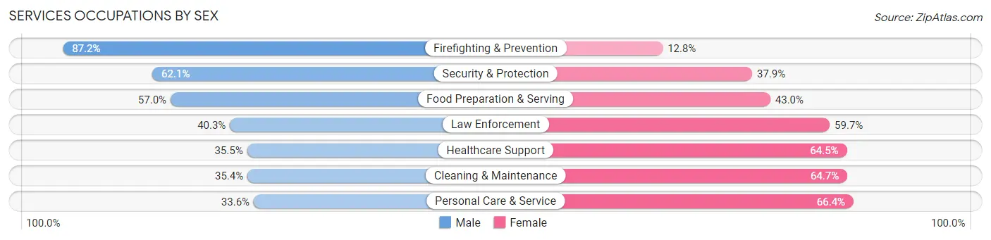 Services Occupations by Sex in Zip Code 02145