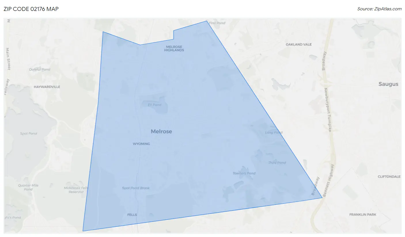 Zip Code 02176 Map