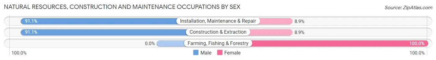 Natural Resources, Construction and Maintenance Occupations by Sex in Zip Code 02302