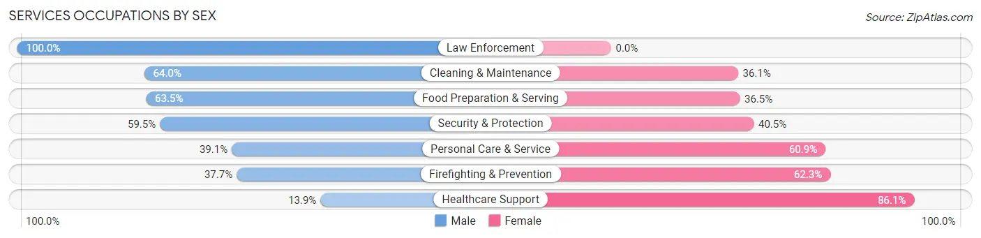Services Occupations by Sex in Zip Code 02451