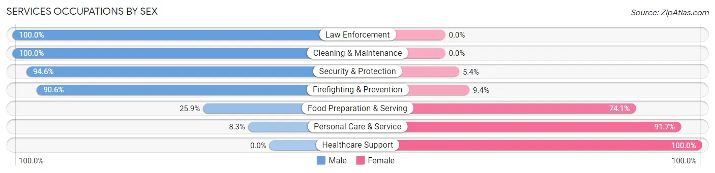 Services Occupations by Sex in Zip Code 02460