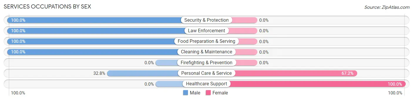 Services Occupations by Sex in Zip Code 02461
