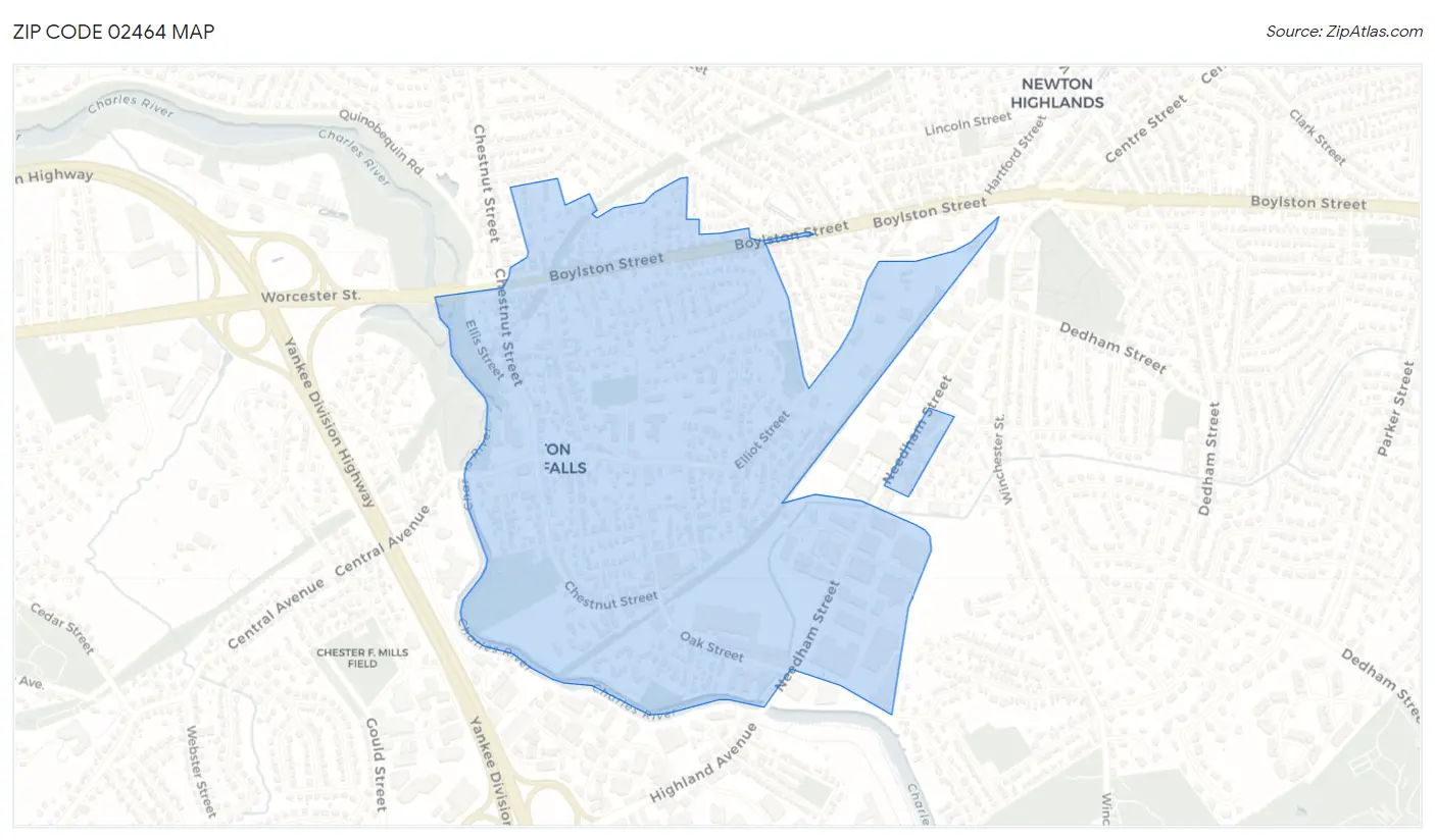 Zip Code 02464 Map