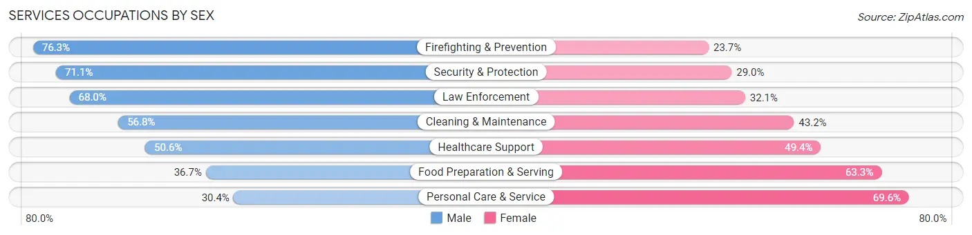 Services Occupations by Sex in Zip Code 02472