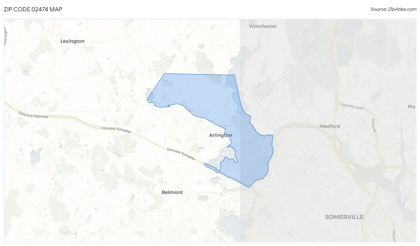 Zip Code 02474 Map