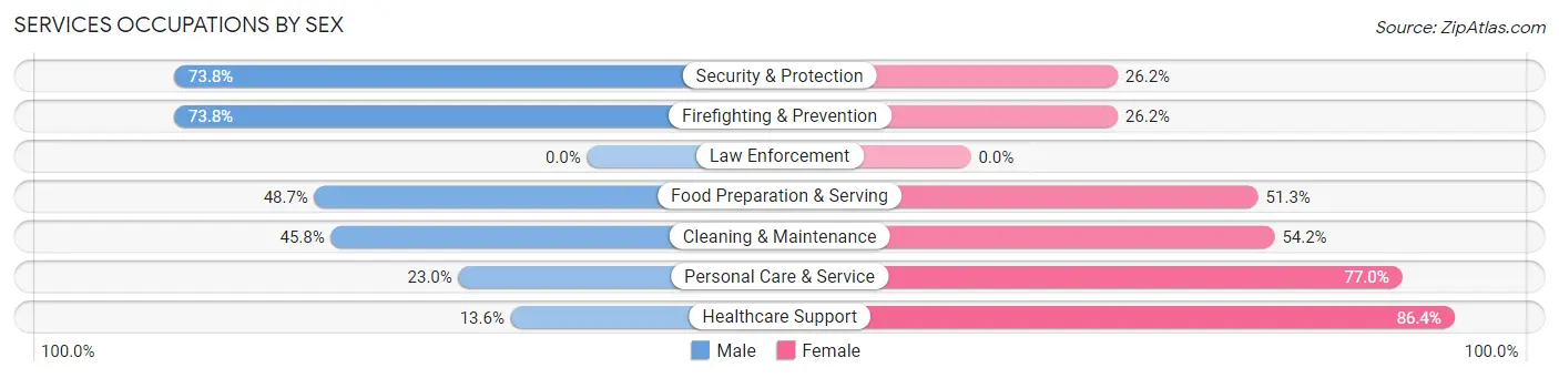 Services Occupations by Sex in Zip Code 02476