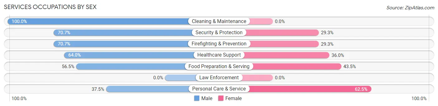 Services Occupations by Sex in Zip Code 02537