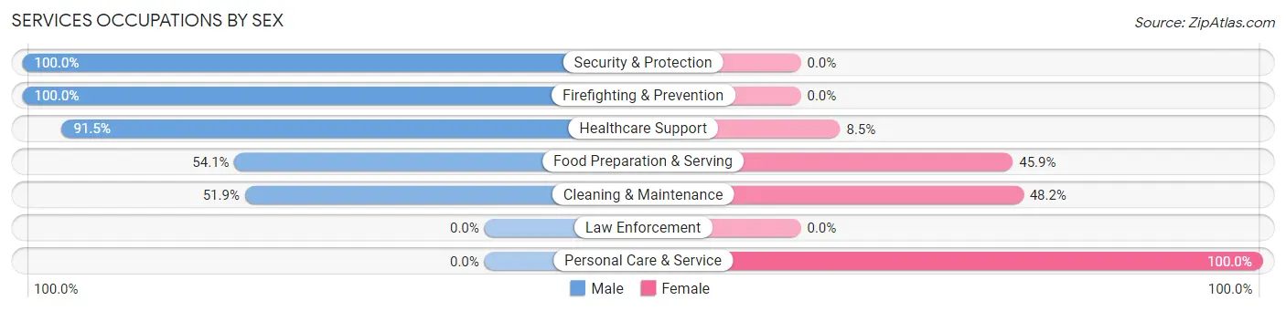 Services Occupations by Sex in Zip Code 02539