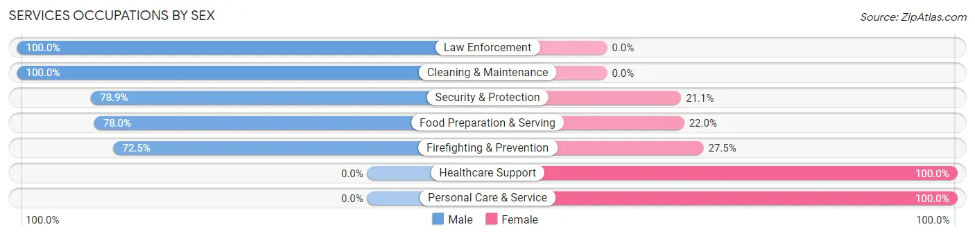 Services Occupations by Sex in Zip Code 02644