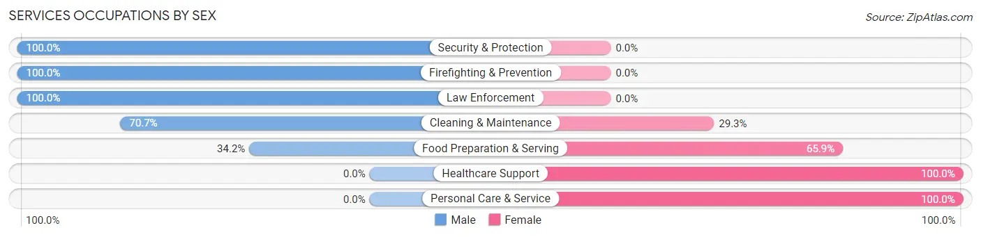 Services Occupations by Sex in Zip Code 02702