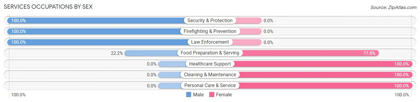 Services Occupations by Sex in Zip Code 02715