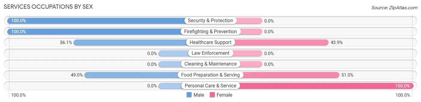 Services Occupations by Sex in Zip Code 02725