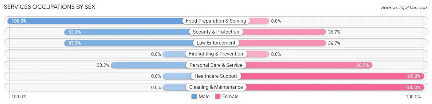 Services Occupations by Sex in Zip Code 02739