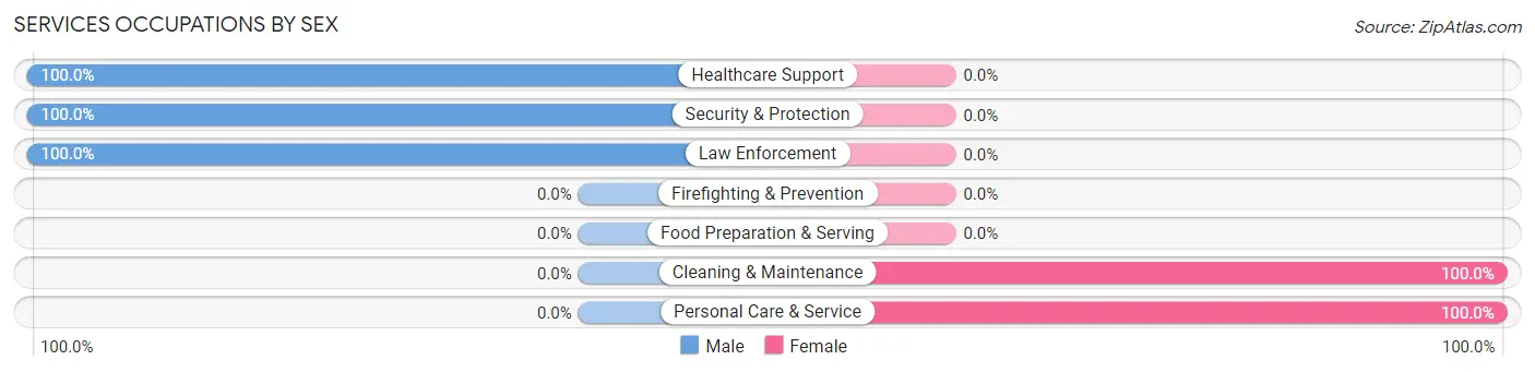 Services Occupations by Sex in Zip Code 02812