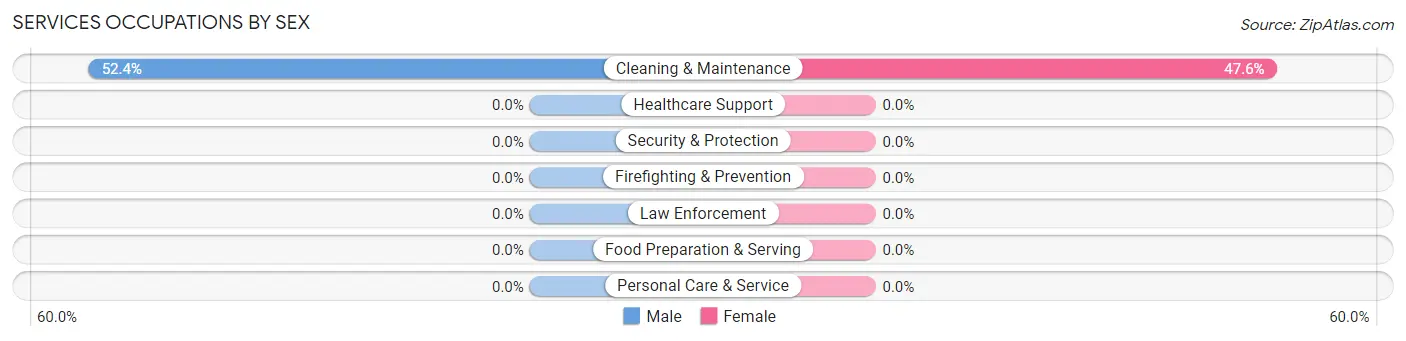 Services Occupations by Sex in Zip Code 02873