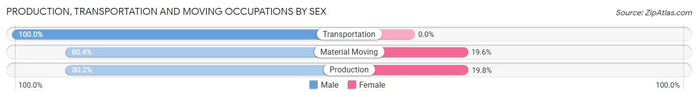 Production, Transportation and Moving Occupations by Sex in Zip Code 02888
