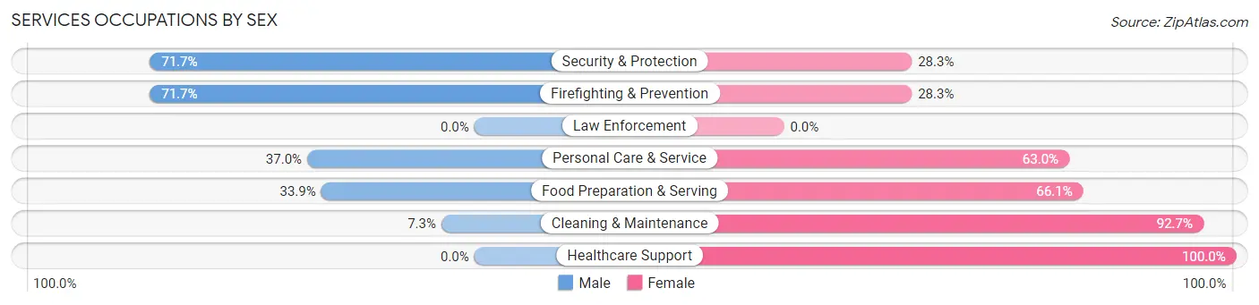 Services Occupations by Sex in Zip Code 02903