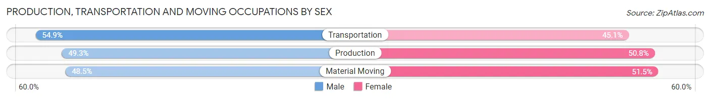 Production, Transportation and Moving Occupations by Sex in Zip Code 02906