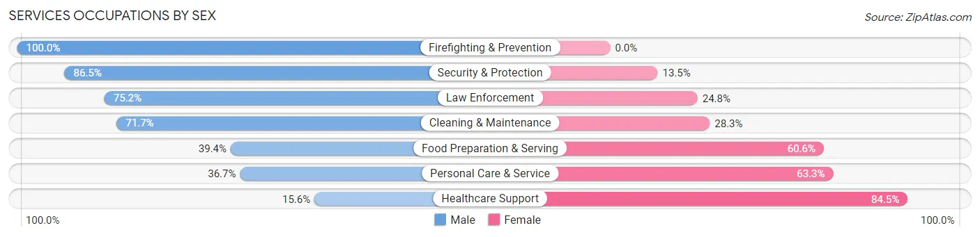 Services Occupations by Sex in Zip Code 02915