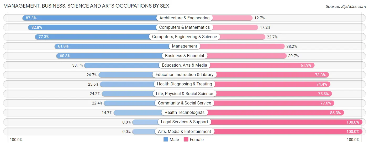 Management, Business, Science and Arts Occupations by Sex in Zip Code 03033