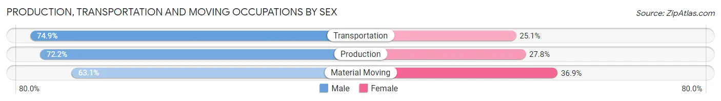 Production, Transportation and Moving Occupations by Sex in Zip Code 03038