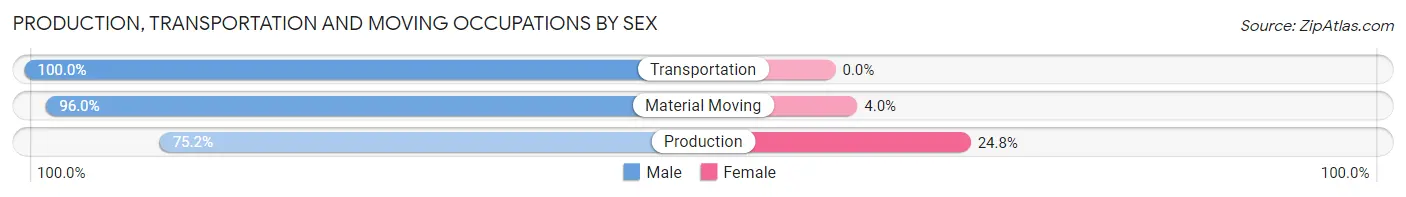 Production, Transportation and Moving Occupations by Sex in Zip Code 03044