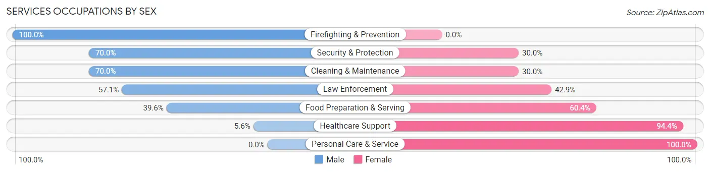 Services Occupations by Sex in Zip Code 03048