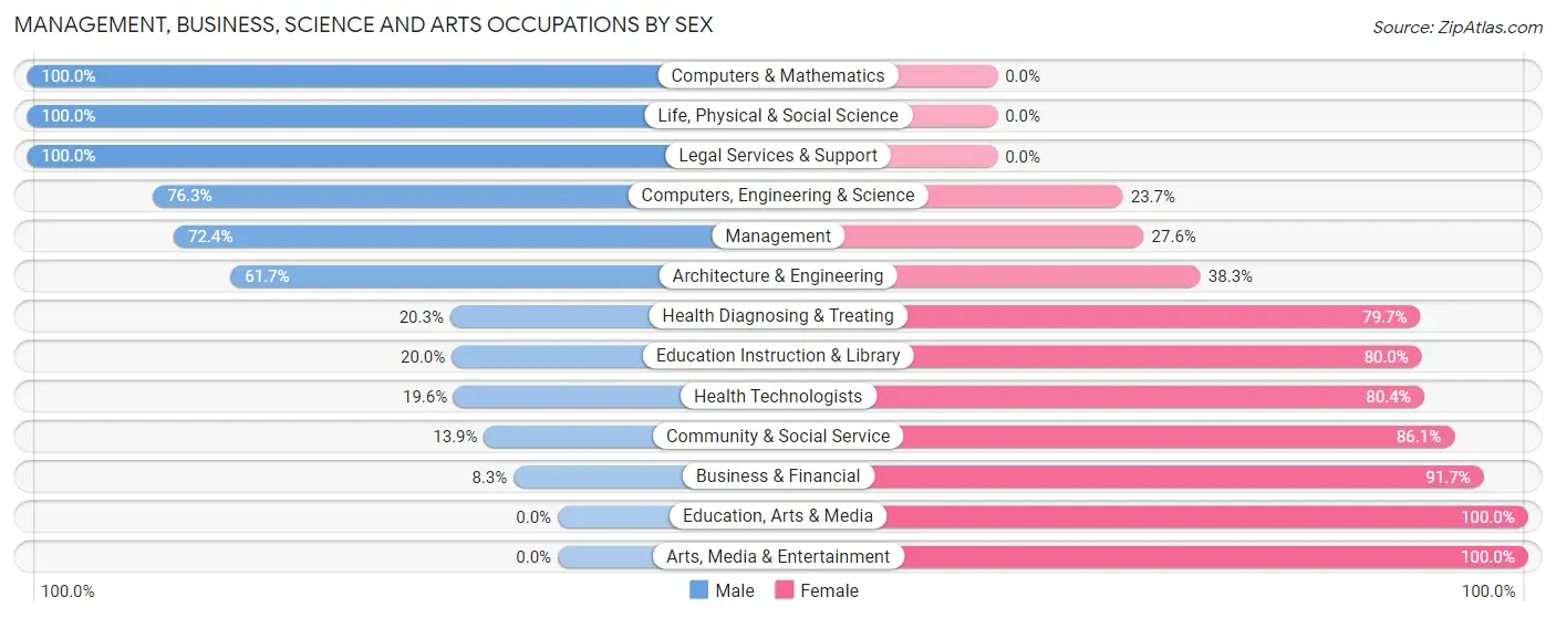 Management, Business, Science and Arts Occupations by Sex in Zip Code 03071