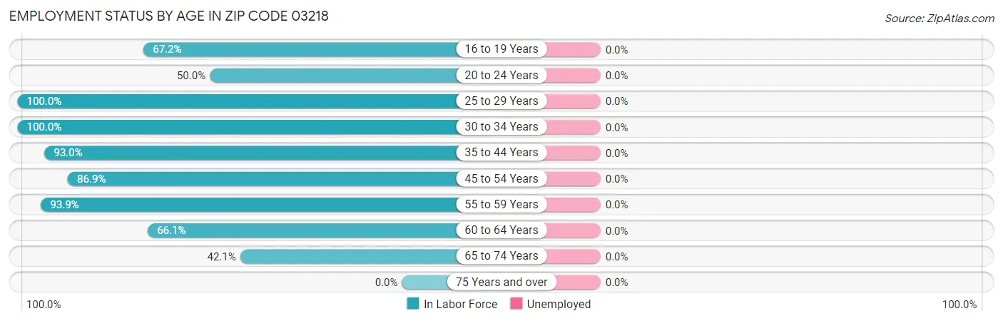 Employment Status by Age in Zip Code 03218