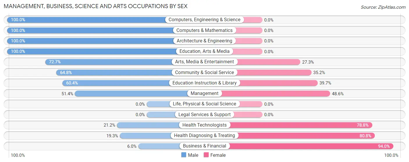 Management, Business, Science and Arts Occupations by Sex in Zip Code 03223