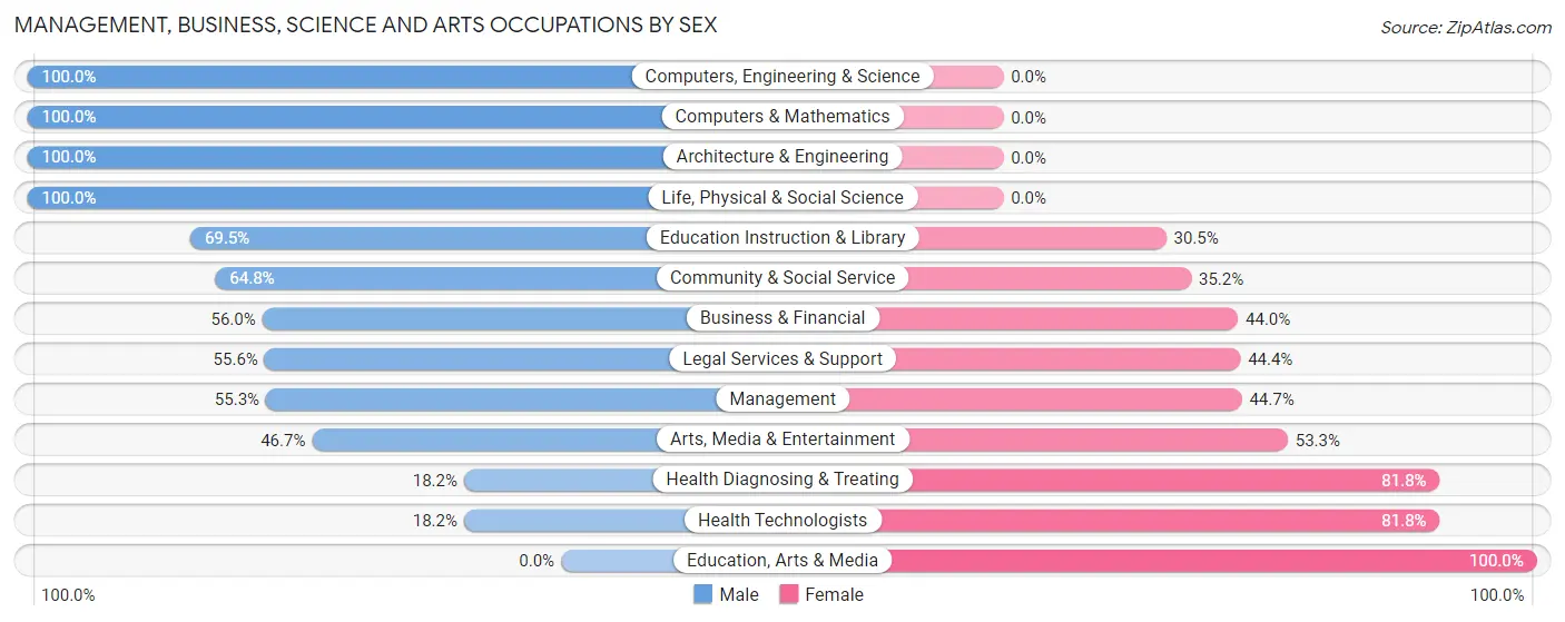 Management, Business, Science and Arts Occupations by Sex in Zip Code 03227