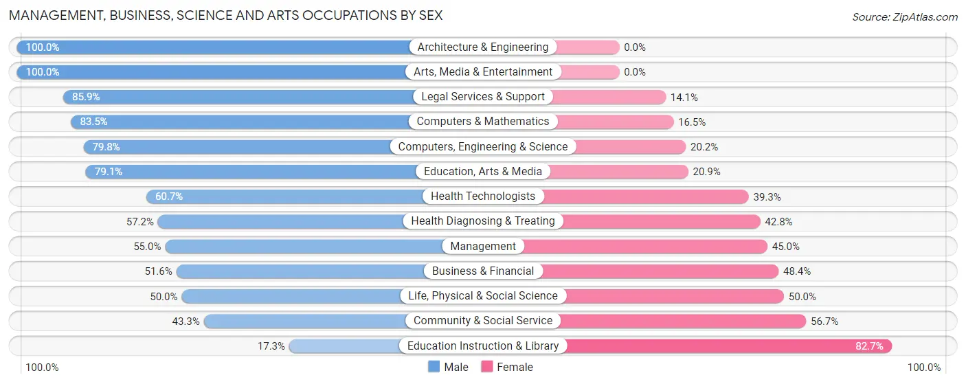 Management, Business, Science and Arts Occupations by Sex in Zip Code 03229