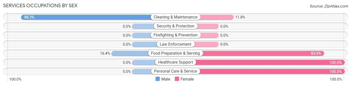 Services Occupations by Sex in Zip Code 03230