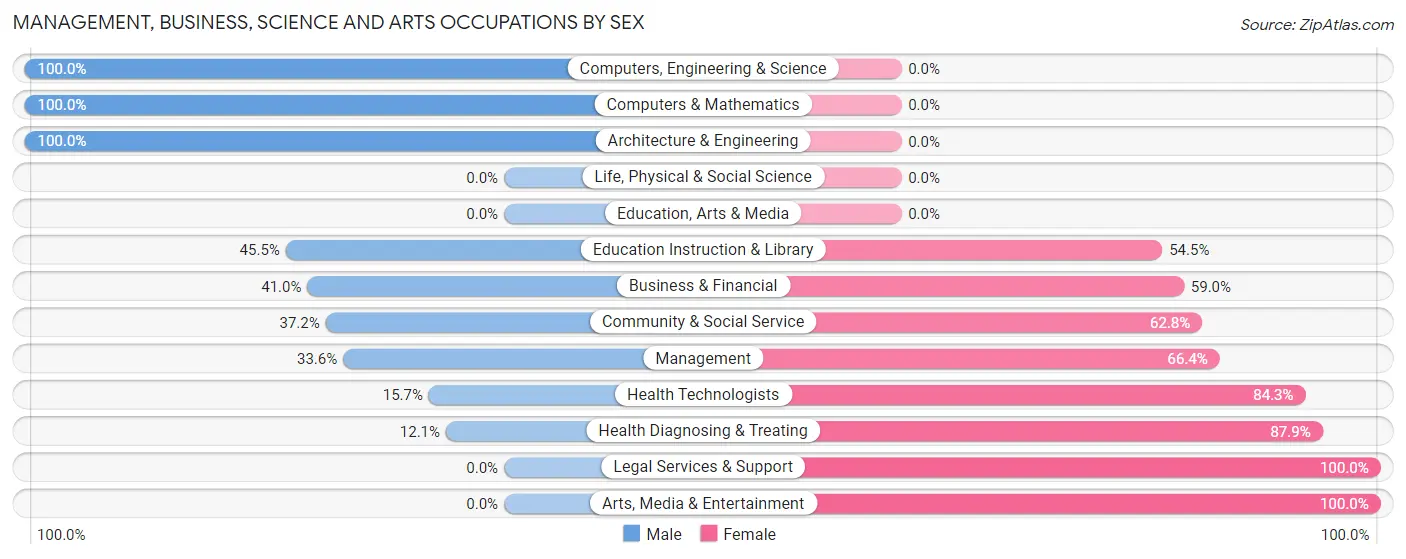 Management, Business, Science and Arts Occupations by Sex in Zip Code 03237