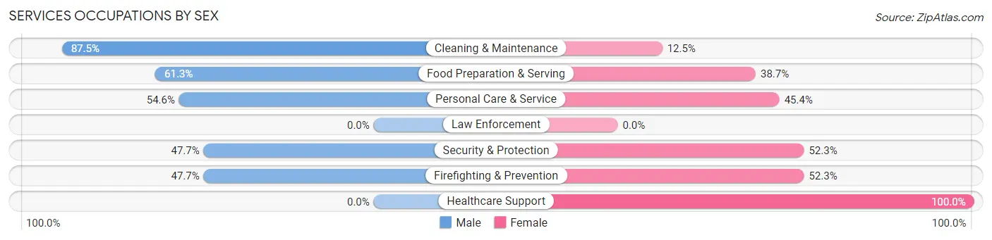 Services Occupations by Sex in Zip Code 03242