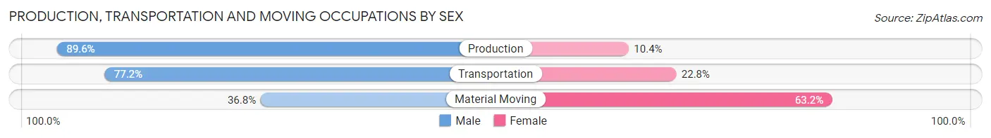 Production, Transportation and Moving Occupations by Sex in Zip Code 03244