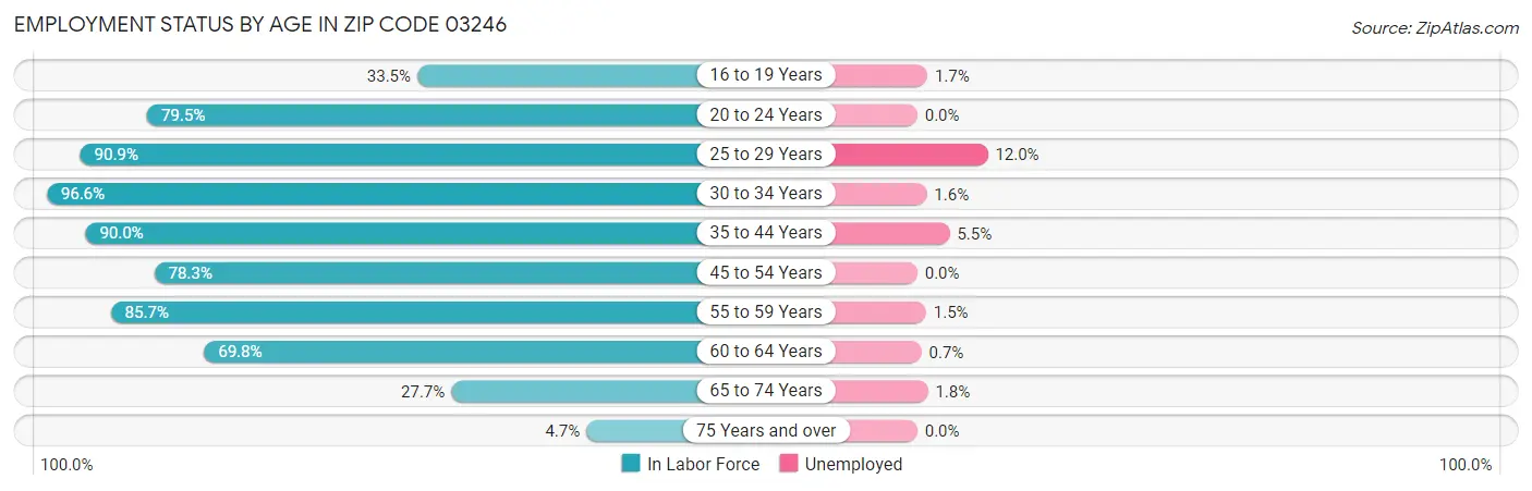 Employment Status by Age in Zip Code 03246