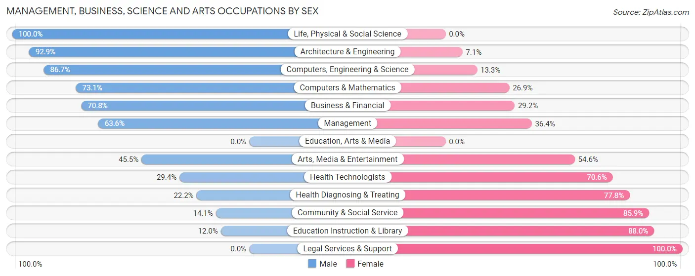 Management, Business, Science and Arts Occupations by Sex in Zip Code 03256