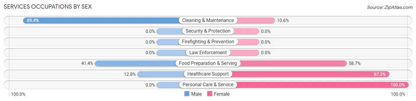 Services Occupations by Sex in Zip Code 03256
