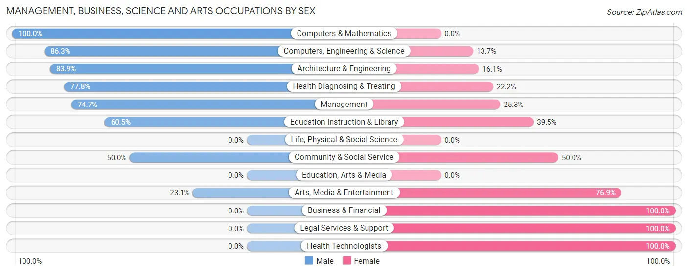 Management, Business, Science and Arts Occupations by Sex in Zip Code 03262