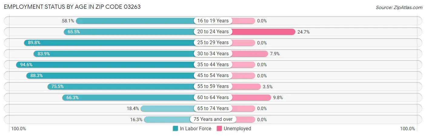 Employment Status by Age in Zip Code 03263