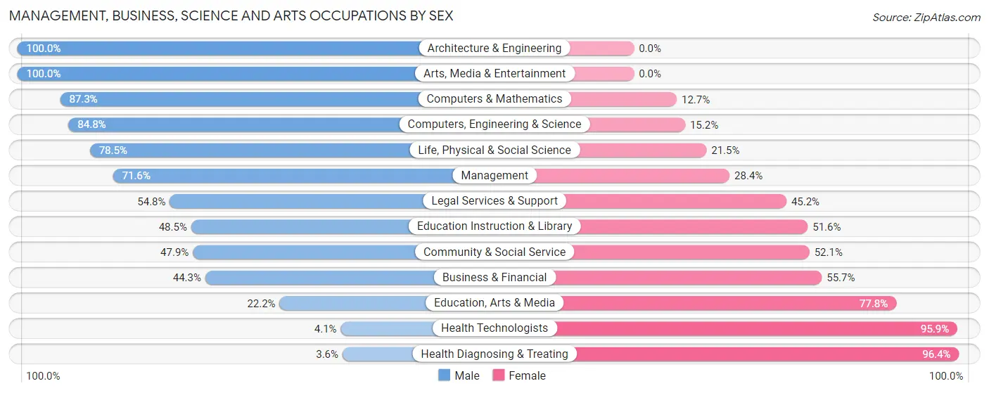 Management, Business, Science and Arts Occupations by Sex in Zip Code 03264