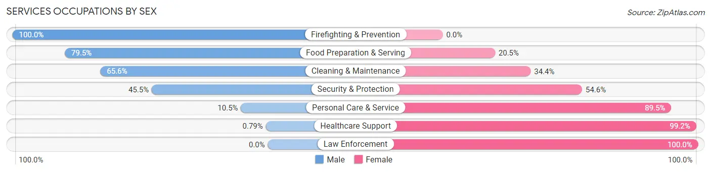 Services Occupations by Sex in Zip Code 03264
