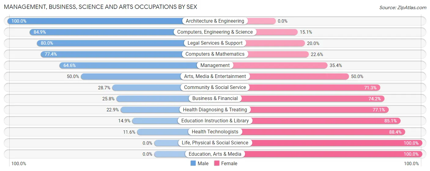 Management, Business, Science and Arts Occupations by Sex in Zip Code 03278
