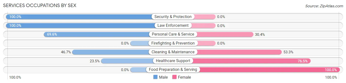 Services Occupations by Sex in Zip Code 03279