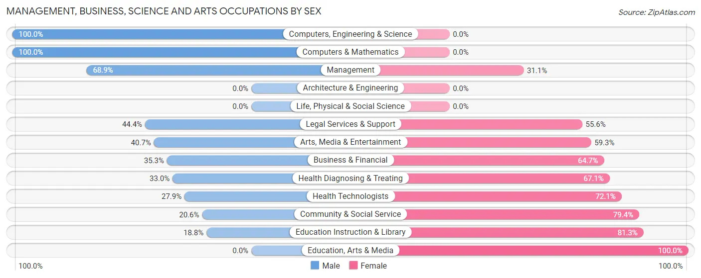 Management, Business, Science and Arts Occupations by Sex in Zip Code 03285