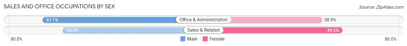 Sales and Office Occupations by Sex in Zip Code 03285