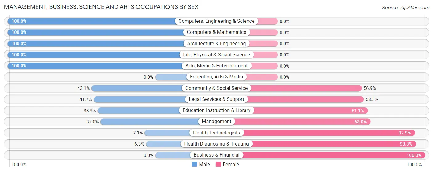 Management, Business, Science and Arts Occupations by Sex in Zip Code 03445