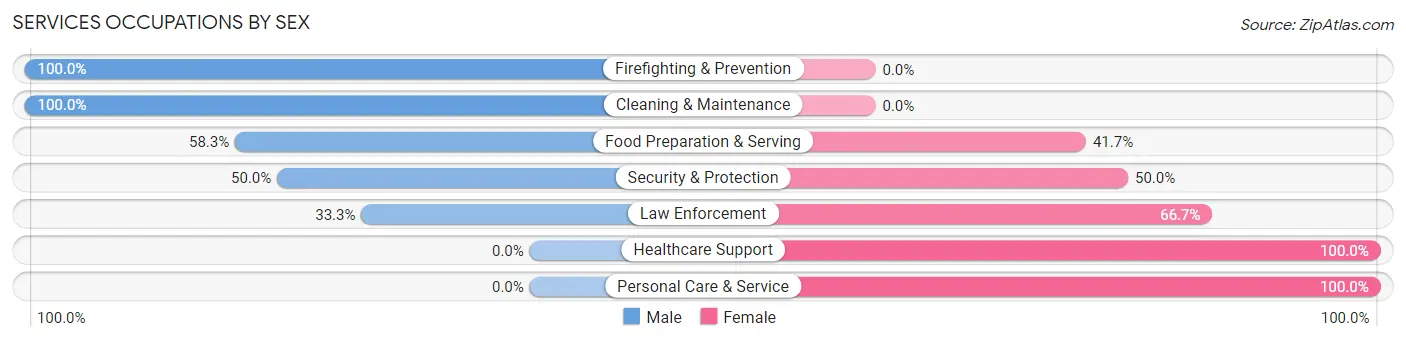 Services Occupations by Sex in Zip Code 03445